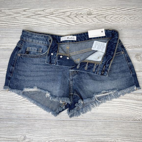 KanCan Jean Shorts Mid Rise Cut Off Denim Size Medium KC9213M Button Fly NWT - Picture 3 of 10
